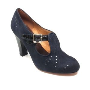 Re-Mix Vintage Shoes Navy Cloche Heels